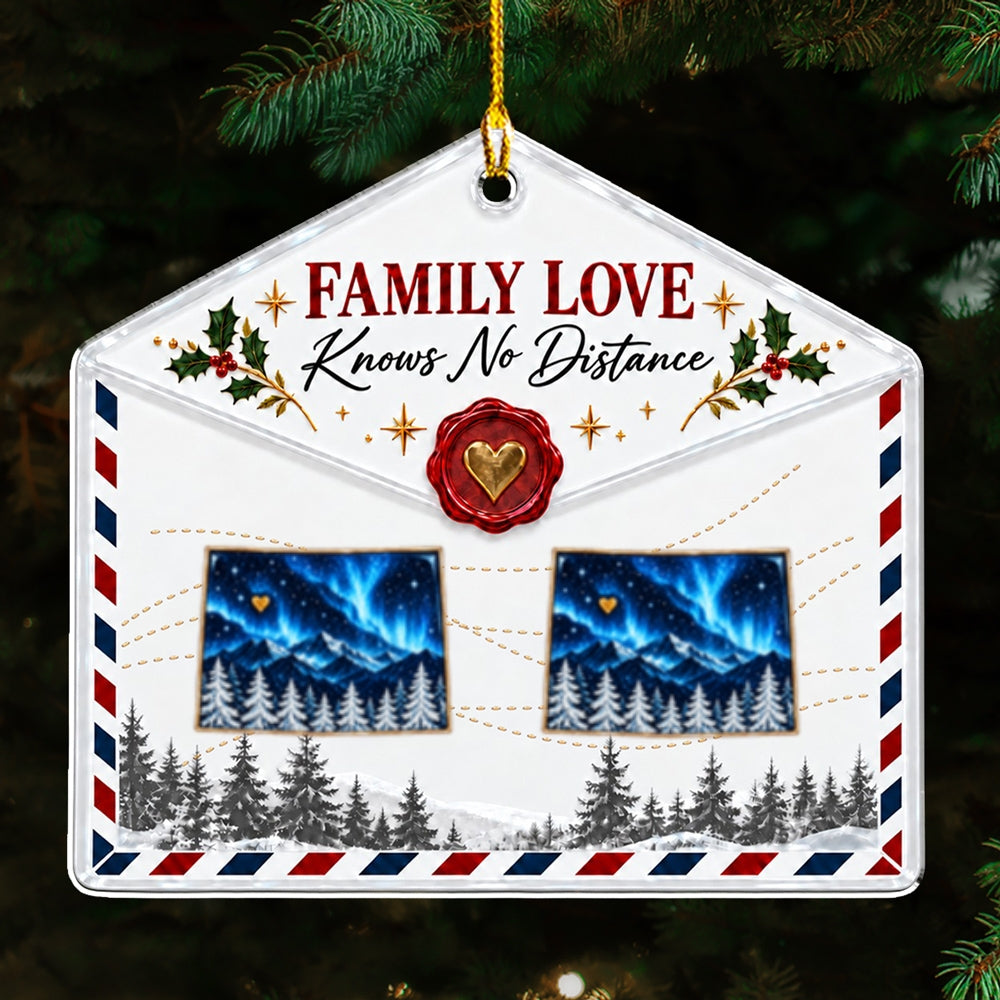 Custom Family Christmas Ornament for Long Distance Families •  Family Over Distance - Personalized Acrylic Ornament