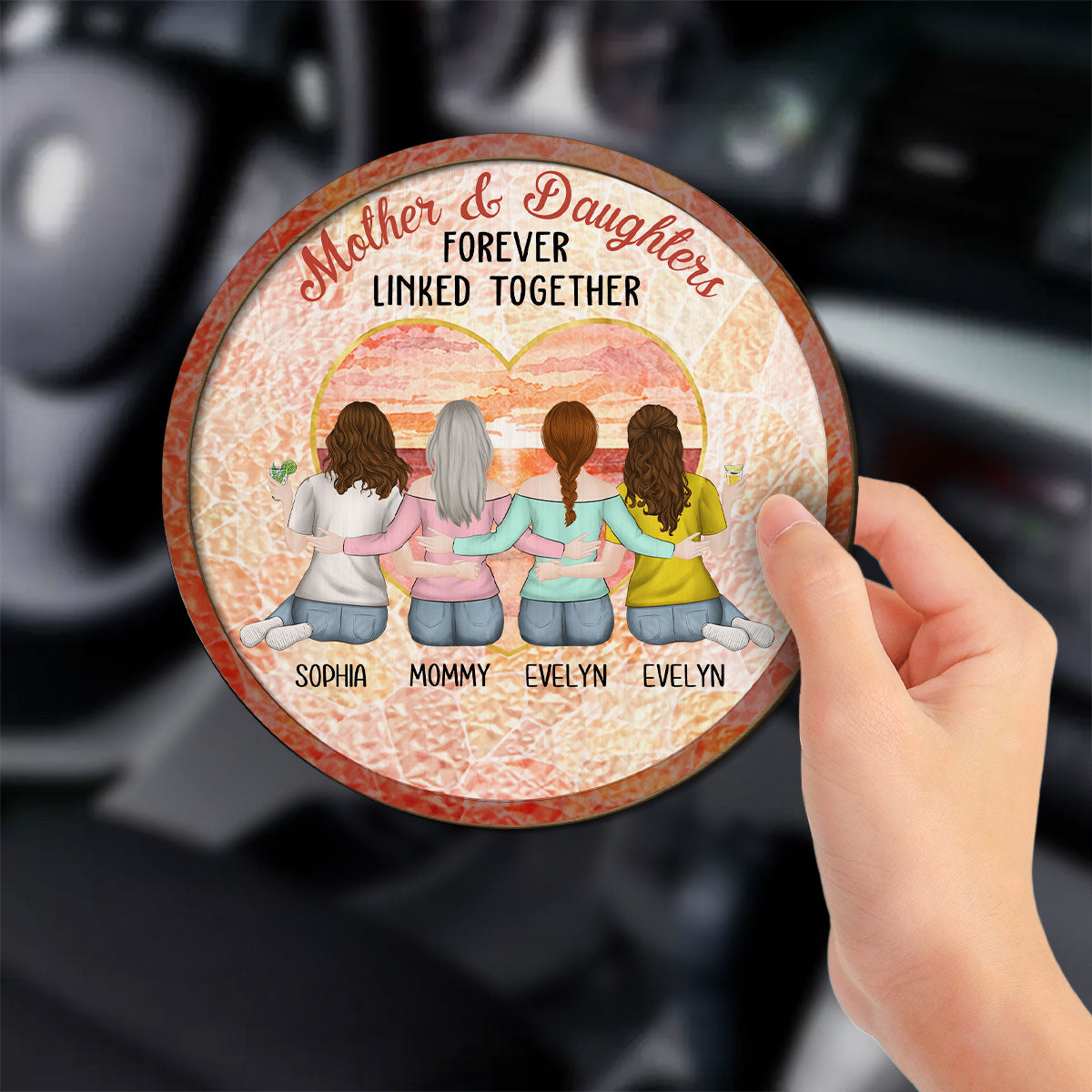 Mother And Daughters Forever Linked Together - Personalized Car Visor Clip