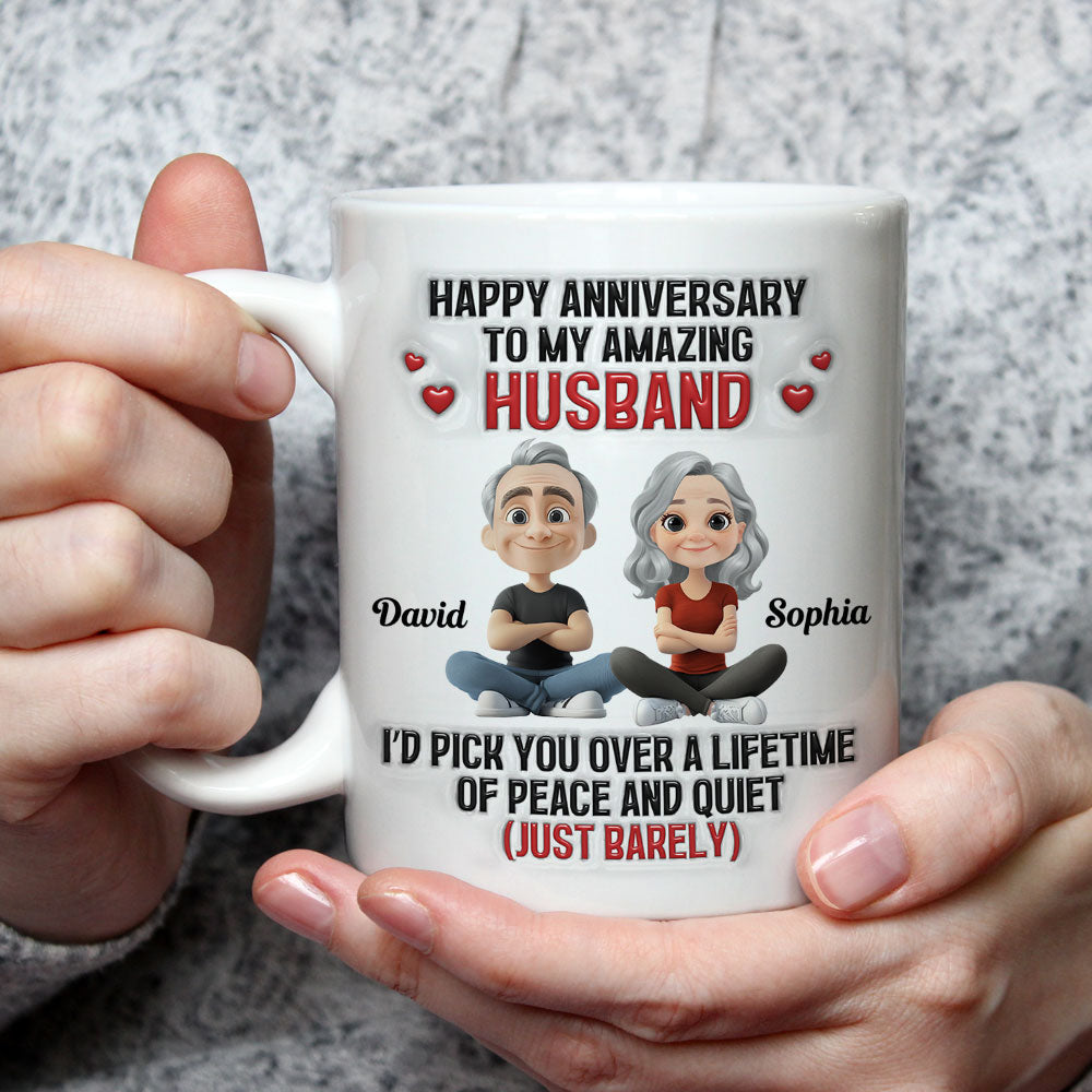 Custom Anniversary Keepsake Gifts For Couple • Over A Peaceful And Quiet Lifetime - Personalized 3D Inflated Effect Mug