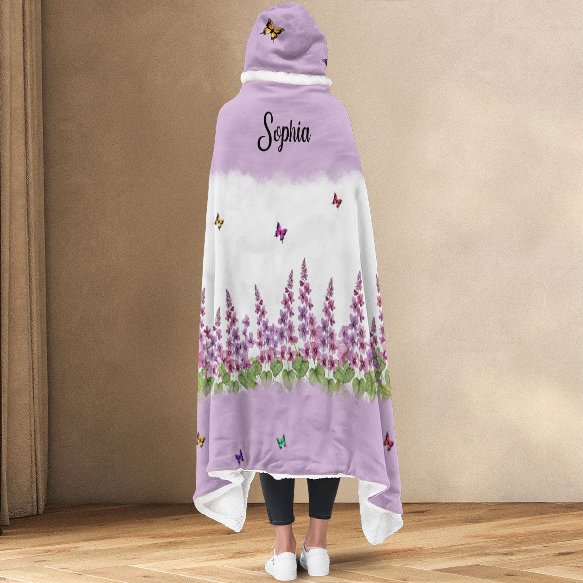 Birth Flower And Name - Personalized Hooded Blanket