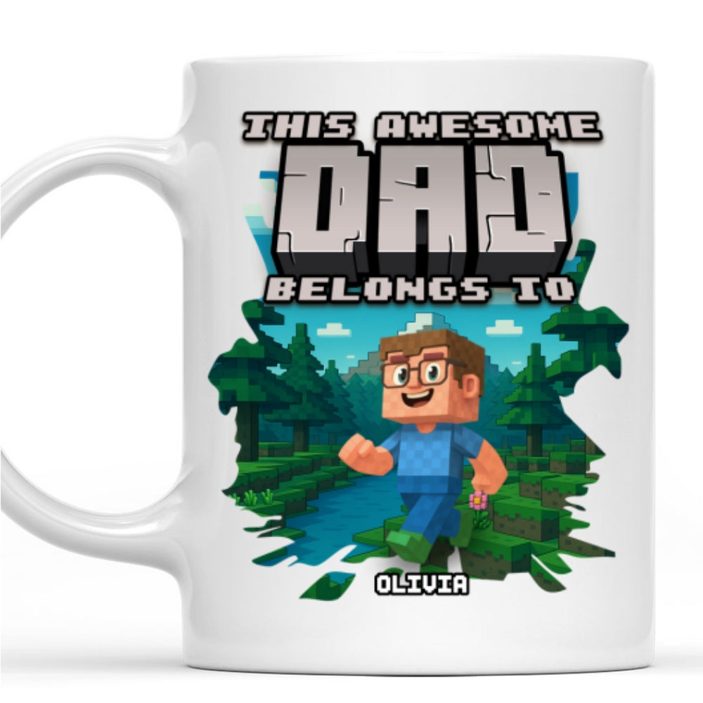 Custom Father's Day, Special Gift for Dad & Grandpa • This Awesome Dad Belongs To Me - Personalized Coffee Mug