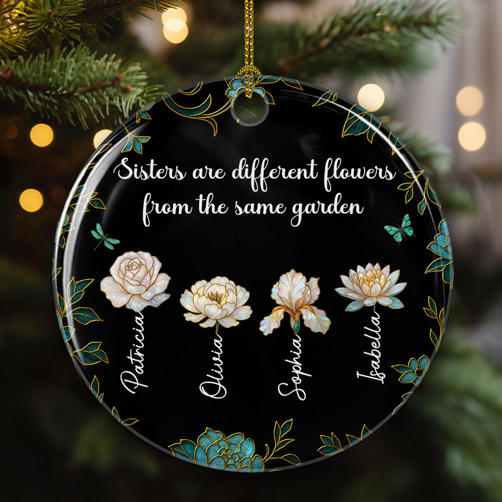 Custom Sister Christmas Ornament •  Merry With Sisters - Personalized Ceramic Ornament