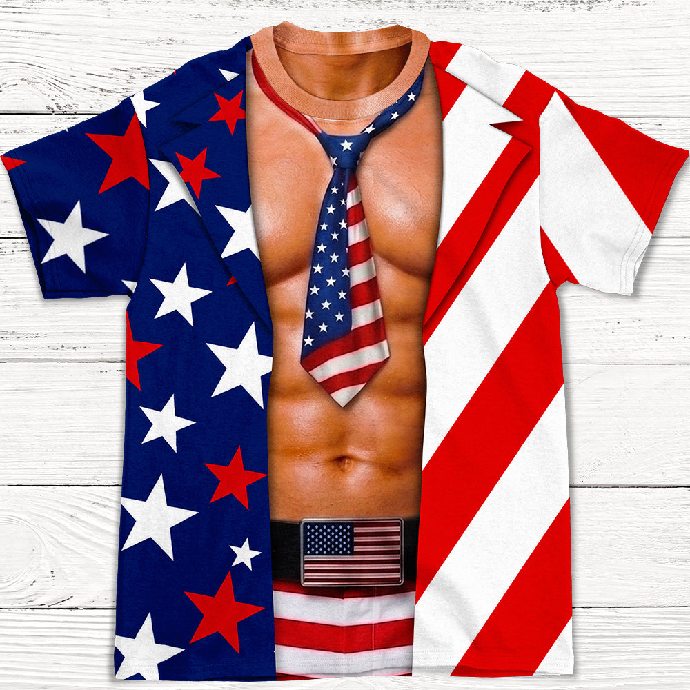 Custom Christmas Anniversary Keepsake Gifts For Husband • Patriotic Men - Personalized All-over-print T-shirt