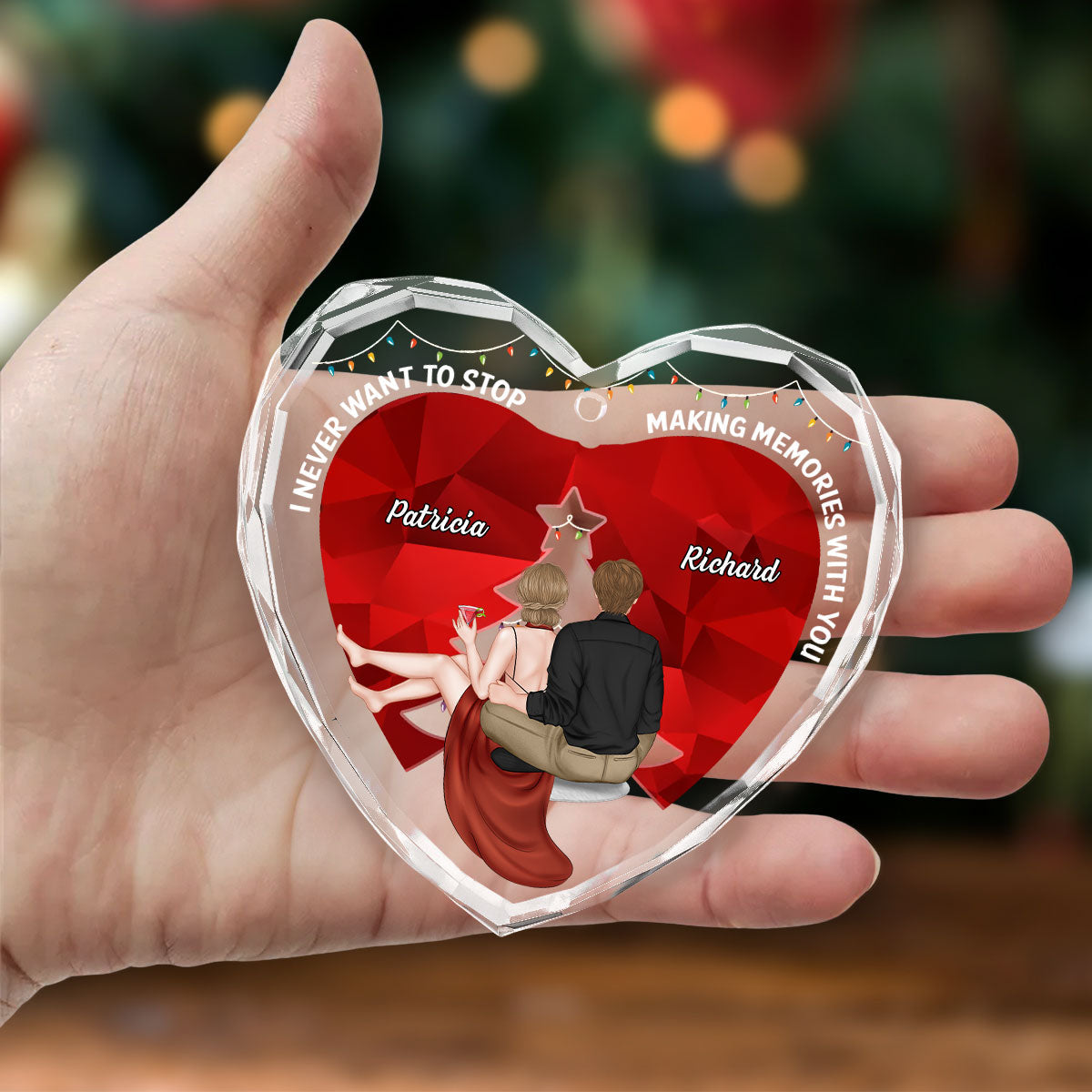 Custom Couple Christmas Ornament, Anniversary Gift •  All I Want - Personalized Glass Ornament