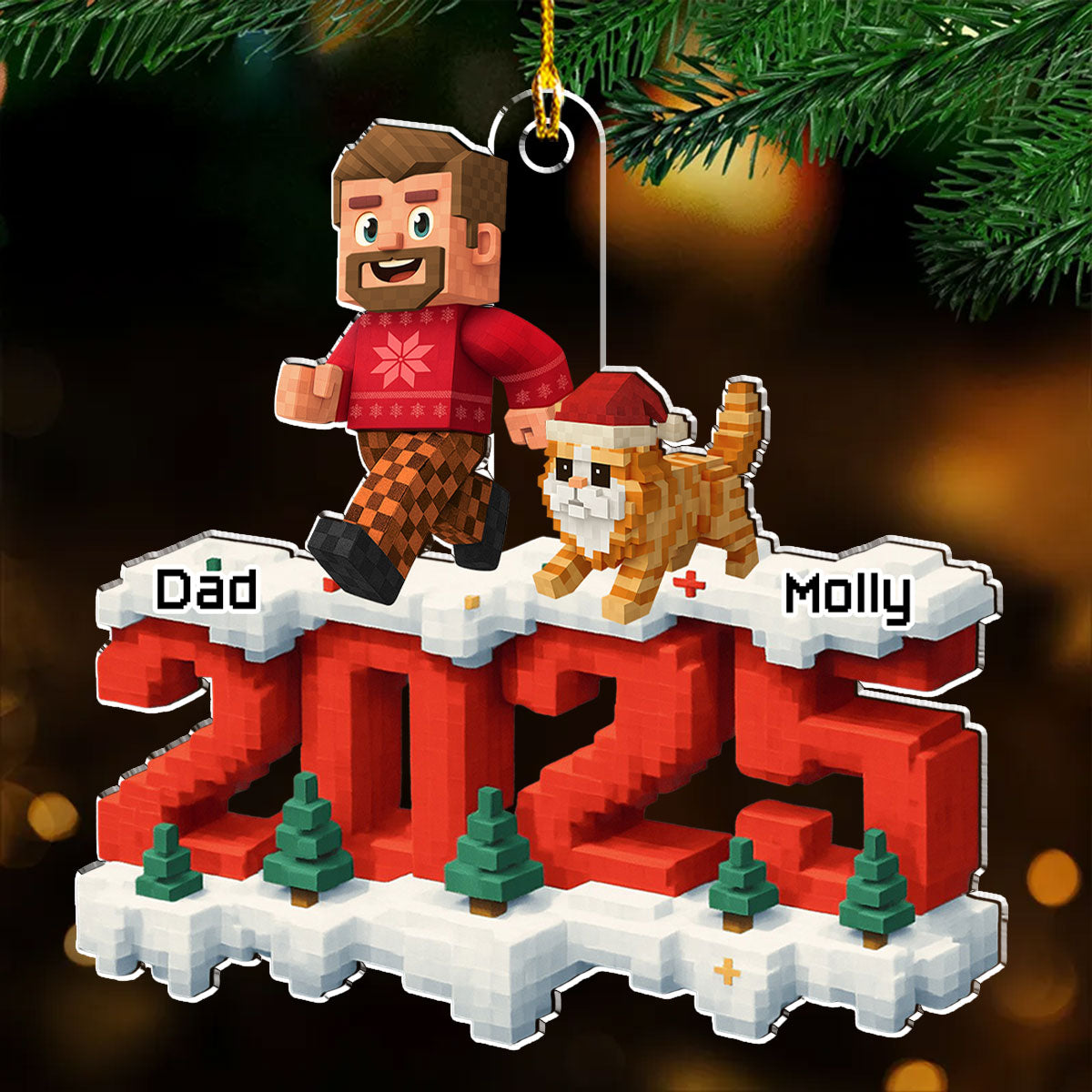 Custom Family Ornament, Christmas Gift for Family Members •  All Of Us This Year - Personalized 3D Effect Acrylic Ornament