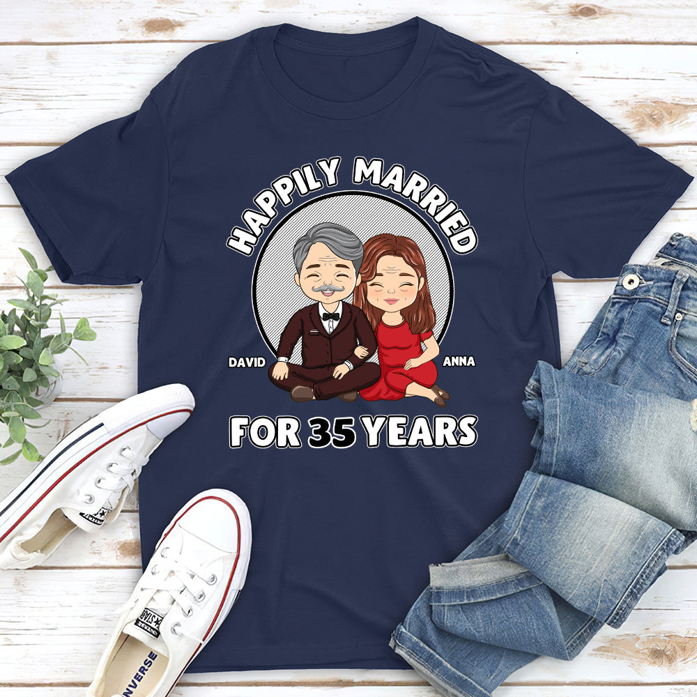 Custom Anniversary Keepsake Gifts For Couple • Happily Married - Personalized Classic T-shirt