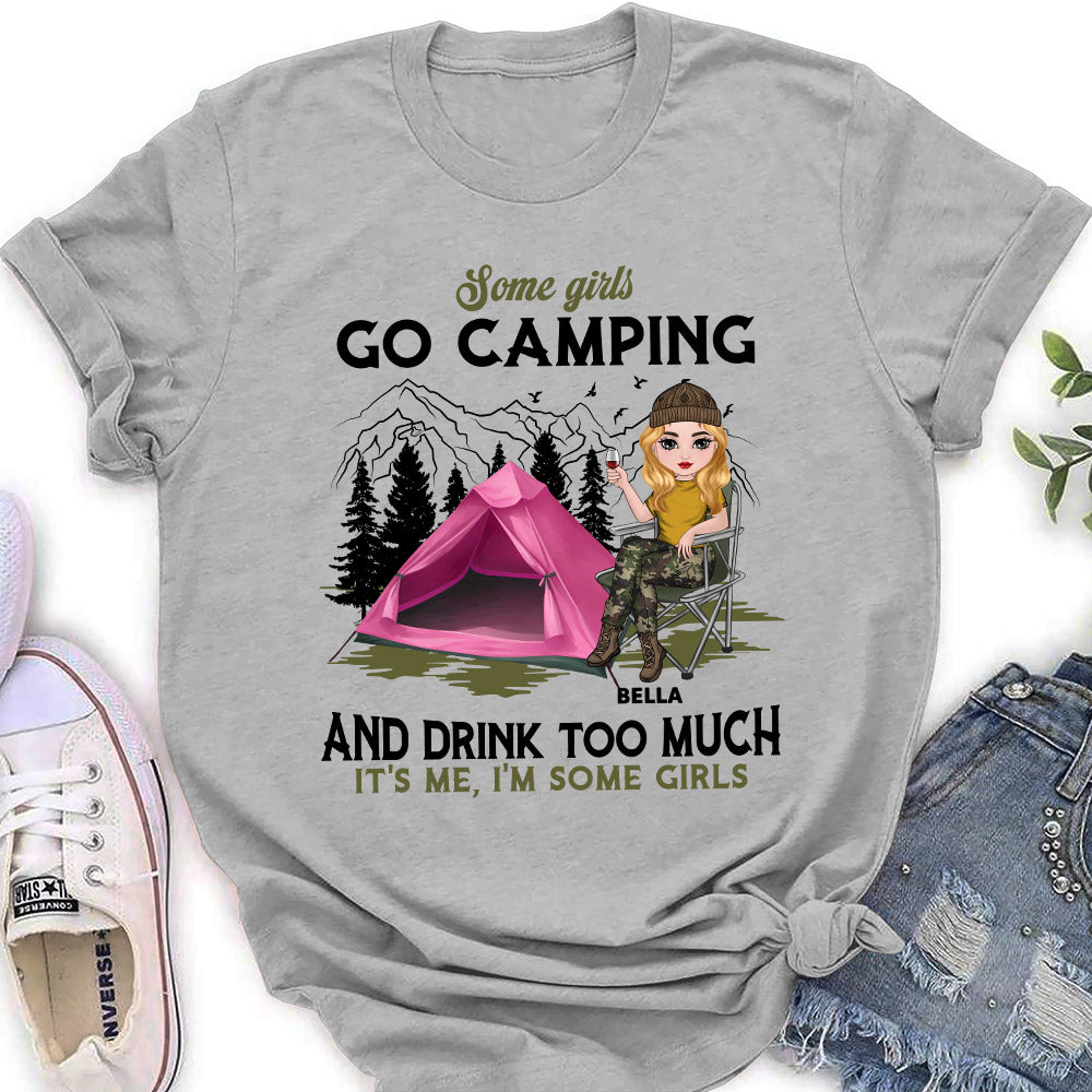 Custom Christmas & Birthday Keepsake Gift • Camping And Drink - Personalized Women's T-shirt