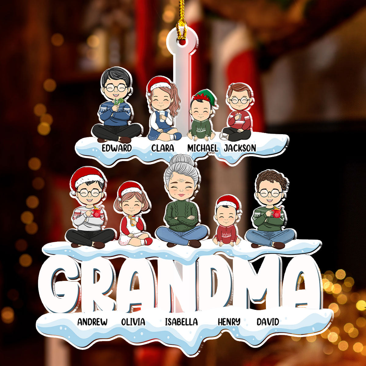 Custom Family Ornament, Christmas Gift for Family Members •  Grandparents And Kids - Personalized Acrylic Ornament