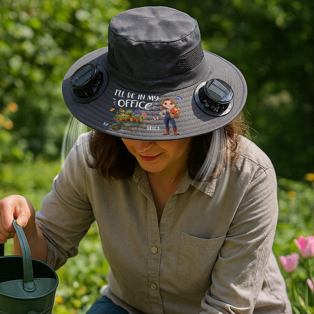 I Will Be In My Office - Personalized Solar Fan Hat