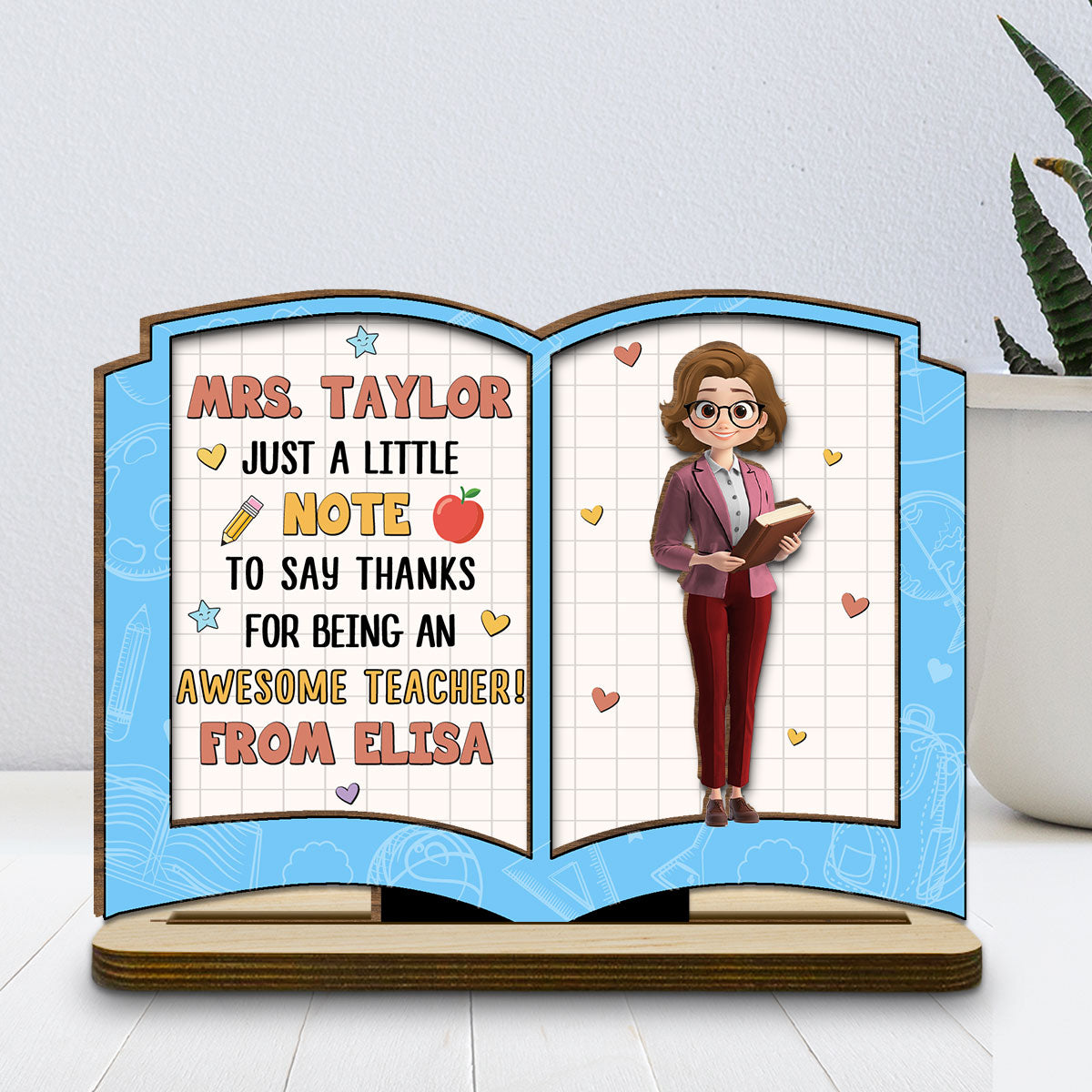 Custom Decor, Christmas Birthday Anniversary Gift Keepsake • Thanks For Being An Awesome Teacher - Personalized 2-Layer Wood Plaque With Flat Base