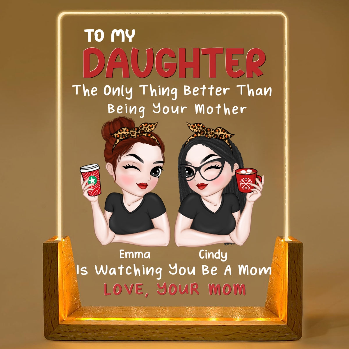 Custom Mother's Day Gifts for Daughter & Mom • Lovely Daughter - Personalized Night Light