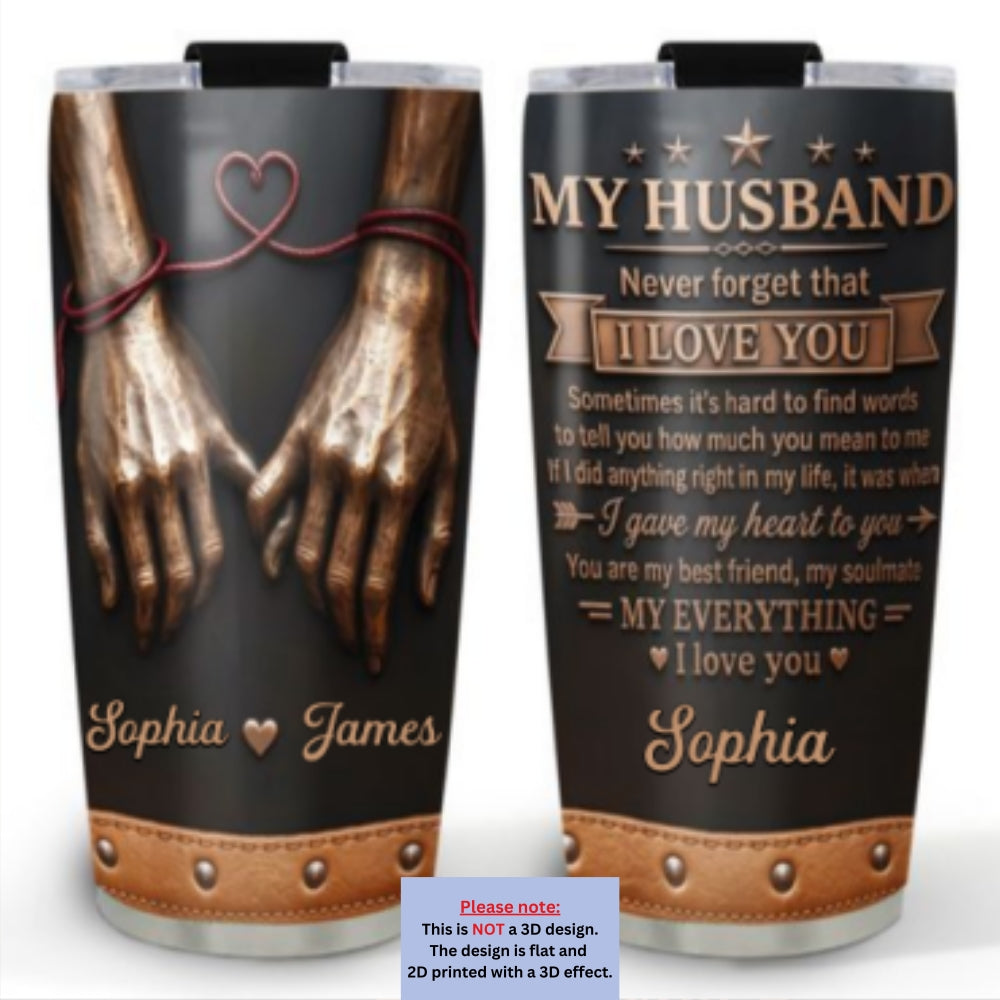 Custom Christmas Anniversary Gifts For Husband • Bound Together - Personalized 3D Inflated Effect Tumbler