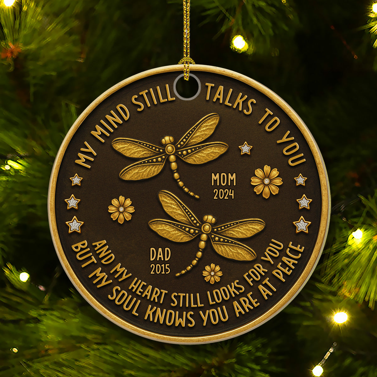 Custom Memorial Christmas Ornament, Sympathy Keepsake •  Talk To You Forever - Personalized Ceramic Ornament