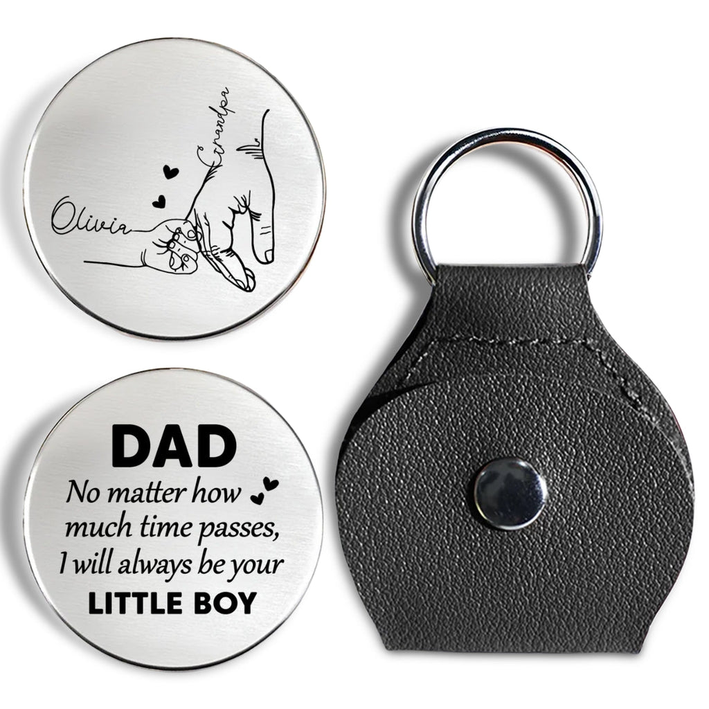 Custom Dad Coin Keychain, Father's Day Birthday Keepsake • To My Son I Will Always Be There Forever - Personalized Pocket Hug