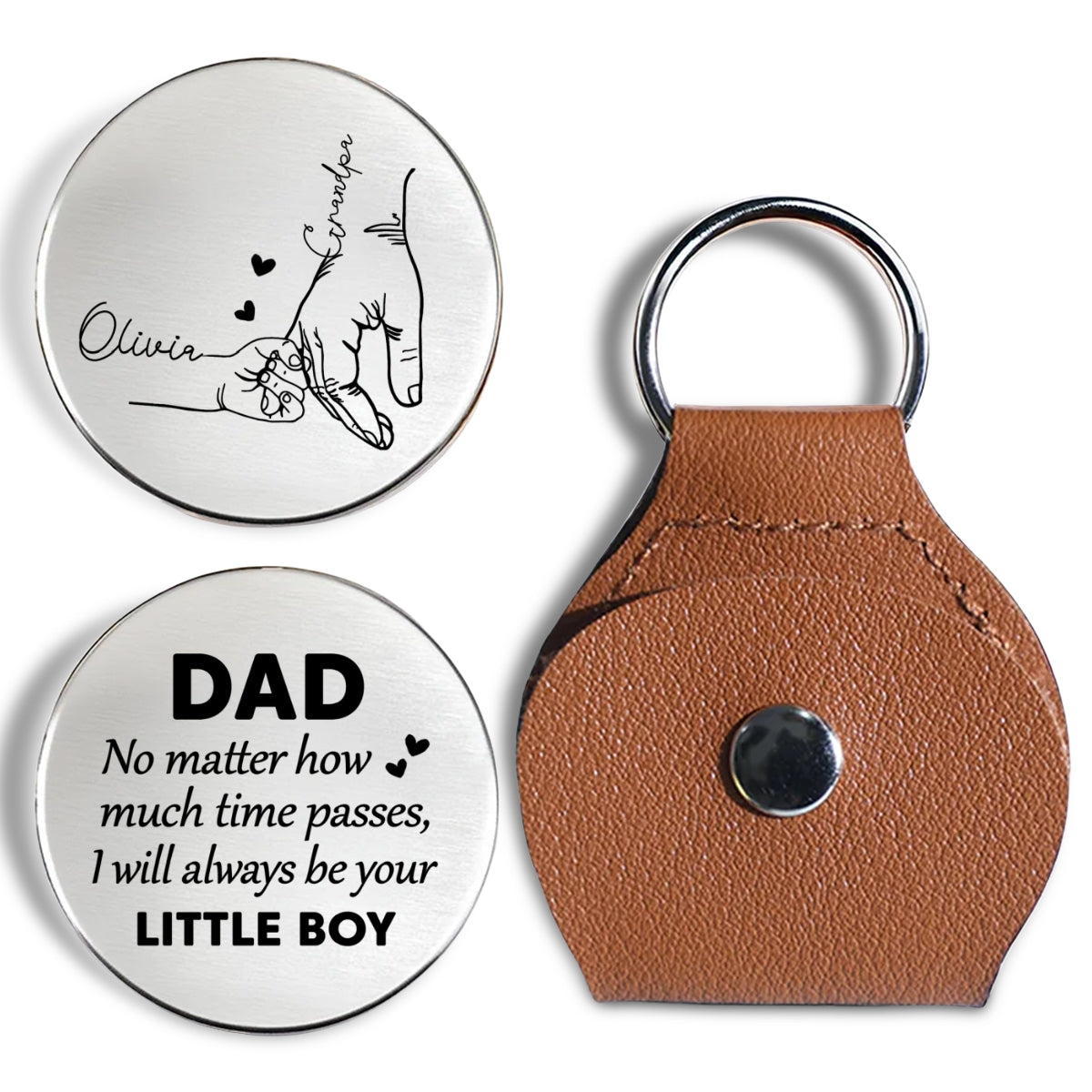 Custom Dad Coin Keychain, Father's Day Birthday Keepsake • To My Son I Will Always Be There Forever - Personalized Pocket Hug