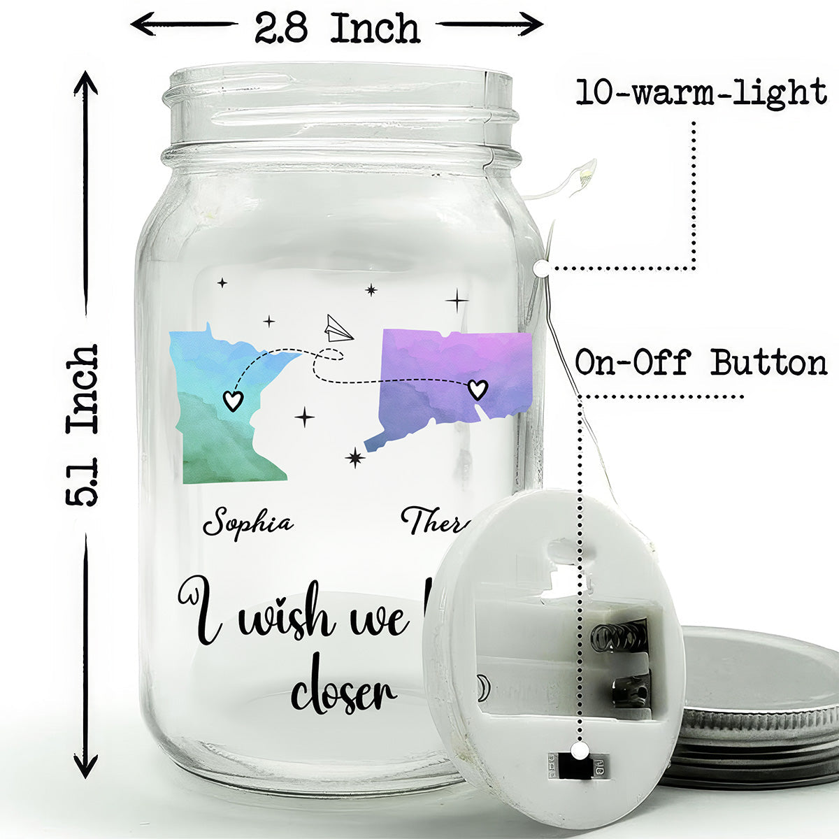 I Wish We Lived Closer - Personalized Mason Jar Light