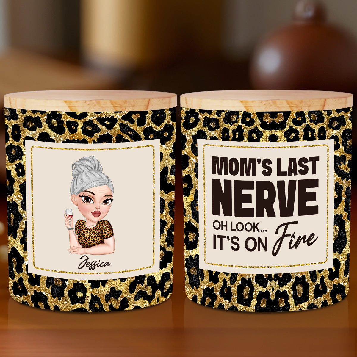 Mom Last Nerve - Personalized Glass Jar With LED Candle