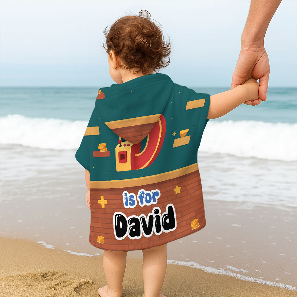 Alphabet Game Cartoon - Personalized Hooded Beach Towel