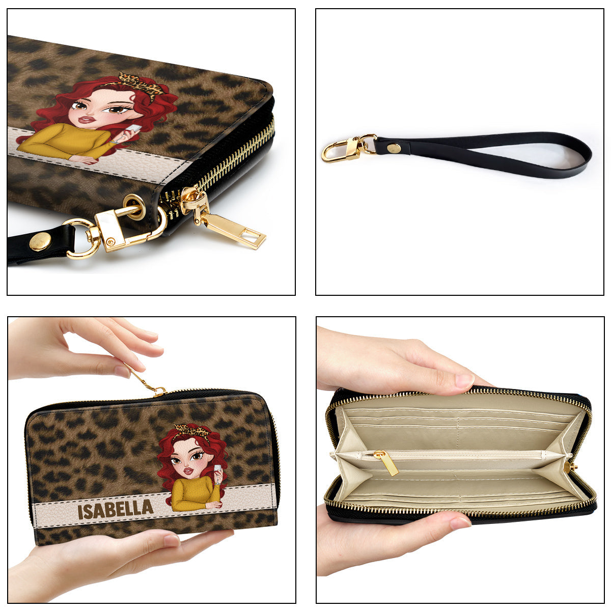 Name Leopard - Personalized Leather Wallet