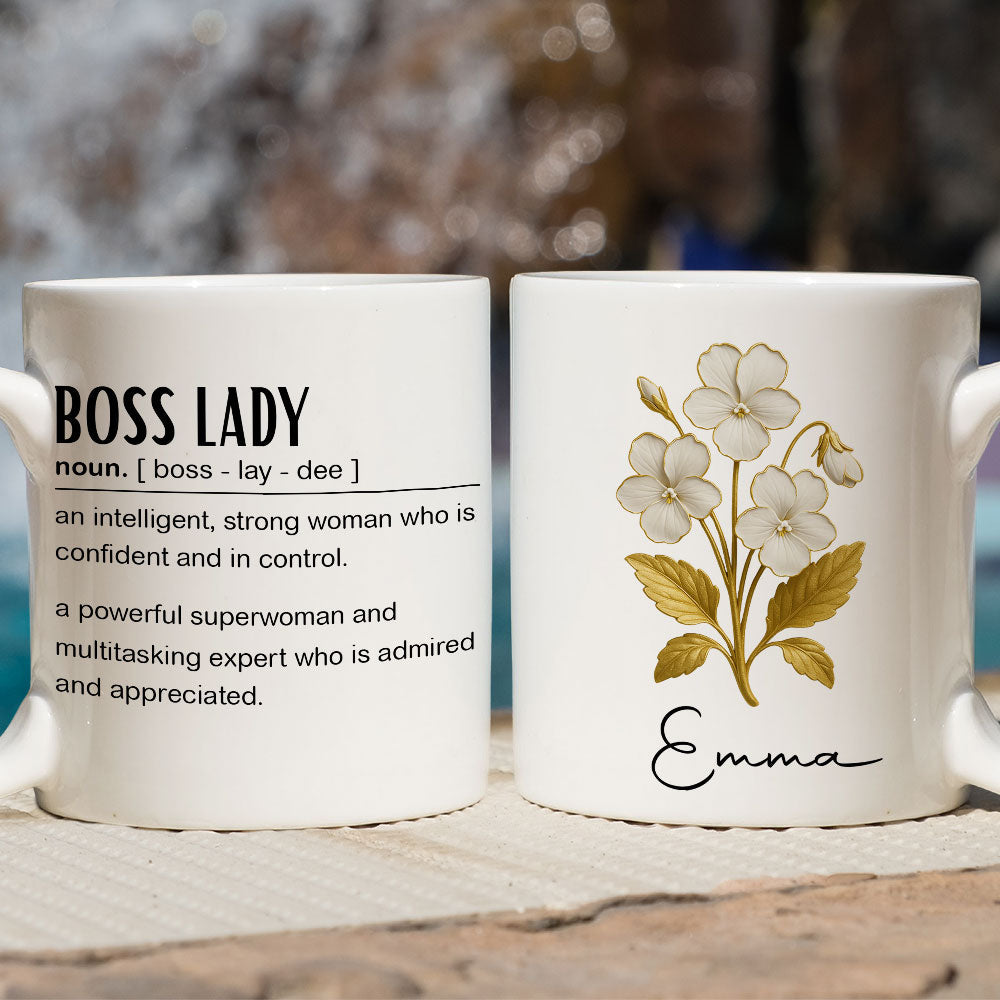 Custom Coworker, Christmas & Birthday Team Appreciation Gift • Boss Lady Definition - Personalized Coffee Mug