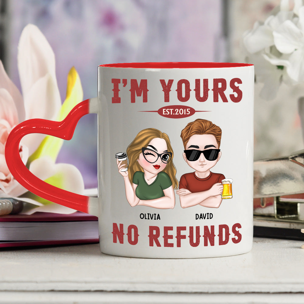 Custom Anniversary Keepsake Gifts For Couple • No Refund - Personalized Heart Handle Mug