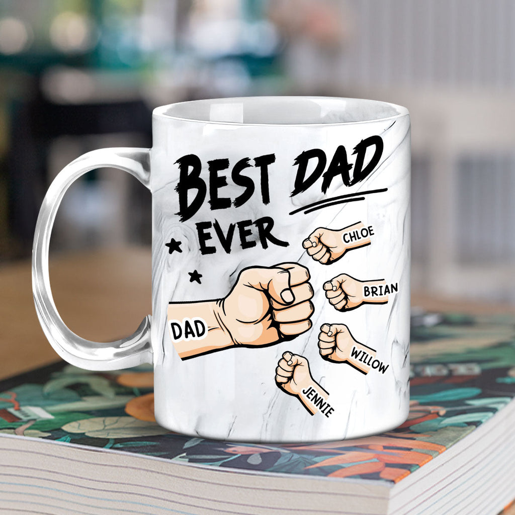 Custom Father's Day, Special Gift for Dad & Grandpa • Best Dad Ever - Personalized Grey Marble Mug