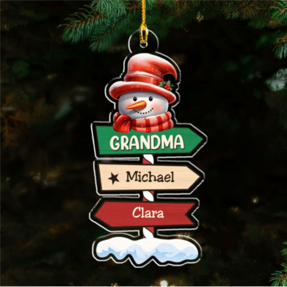 Custom Family Ornament, Christmas Gift for Family Members •  Grandma Pole Sign Christmas - Personalized Acrylic Ornament