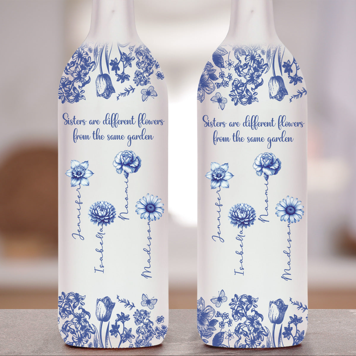 Sisters Are Different Flowers From The Same Garden - Personalized Bottle Lamp