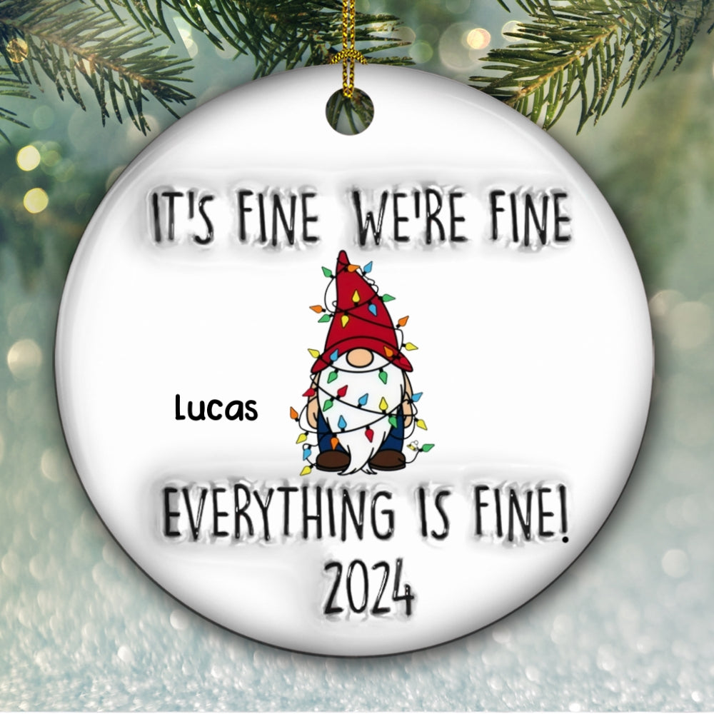 Custom Coworker Christmas Ornament, Team Appreciation Gift •  Everything Is Fine Coworkers - Personalized 3D Inflated Effect Ceramic Ornament