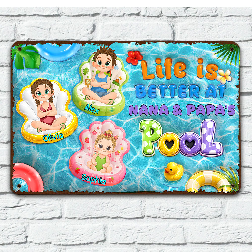 Custom 3D Family Summer Backyard, Patio & Porch Decor • Come To The Pool - Personalized 3D Effect Metal Sign