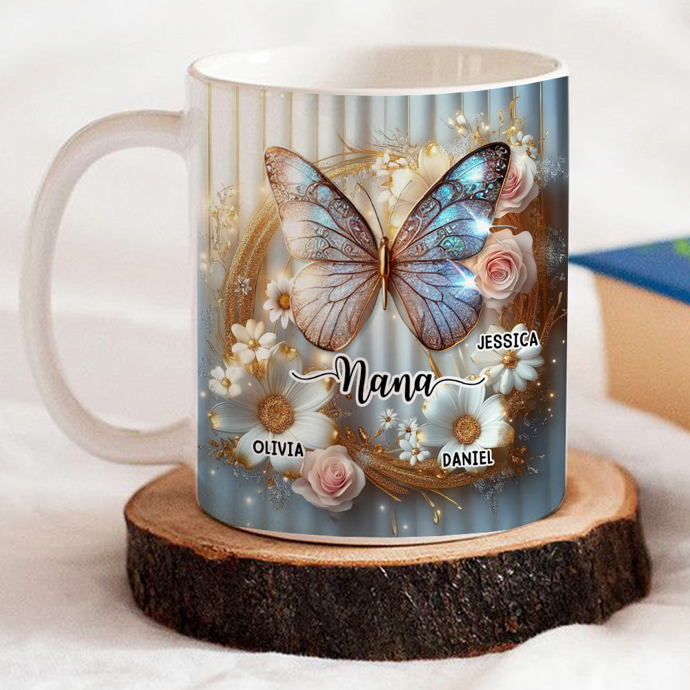 Custom Christmas & Birthday Gift For Grandma • Grandma And Grandkids Beautiful - Personalized 3D Effect Coffee Mug