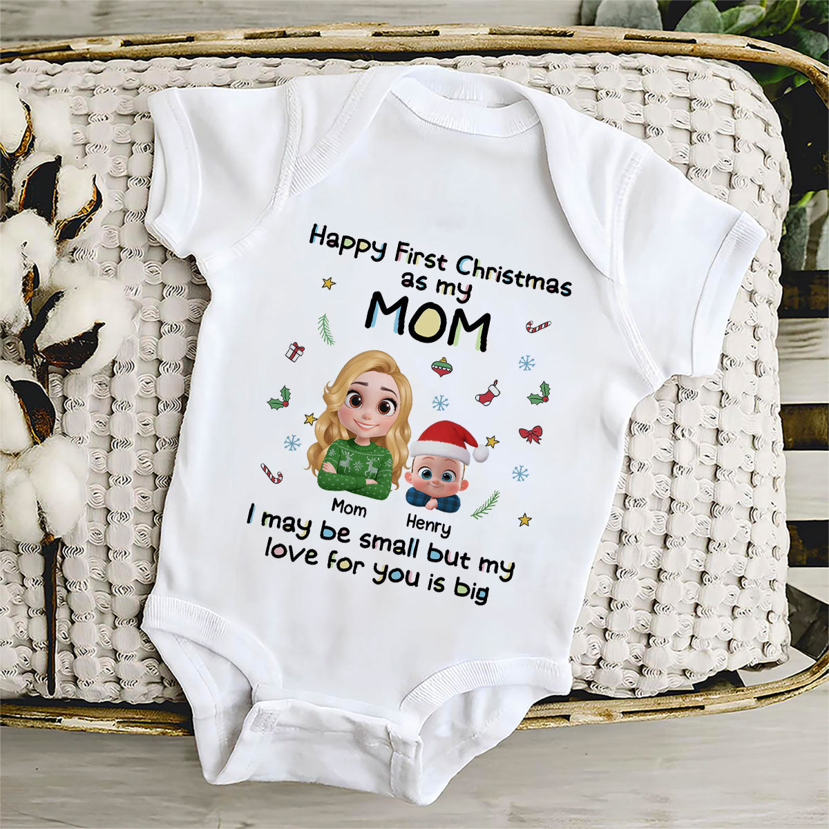 First Christmas With Mom - Personalized Baby Onesie