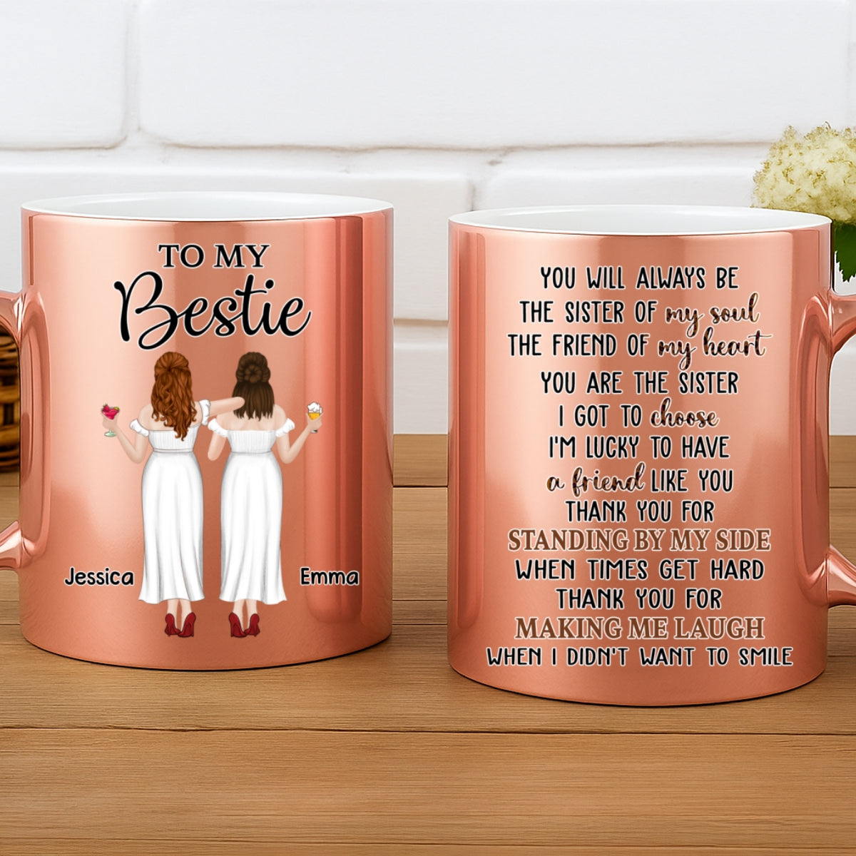 Custom Best Friend, Christmas & Birthday Friendship Keepsake Gift • Soul Sister - Personalized Metallic Mug