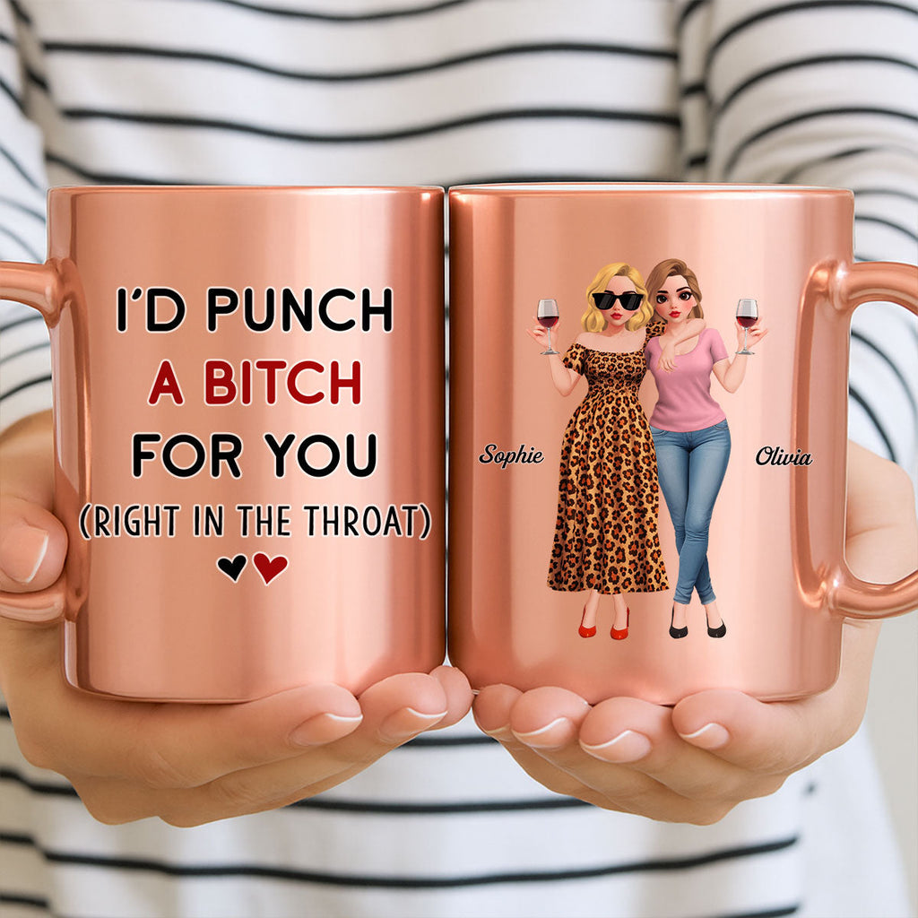 Custom Best Friend, Christmas & Birthday Friendship Keepsake Gift • Punch For You Cartoonize - Personalized Metallic Mug