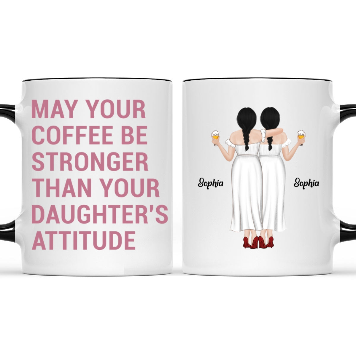 Custom Christmas & Birthday Gift for Mom • Strong Coffee, Stronger Daughters - Personalized Accent Mug