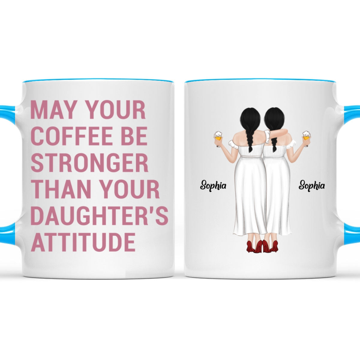Custom Christmas & Birthday Gift for Mom • Strong Coffee, Stronger Daughters - Personalized Accent Mug