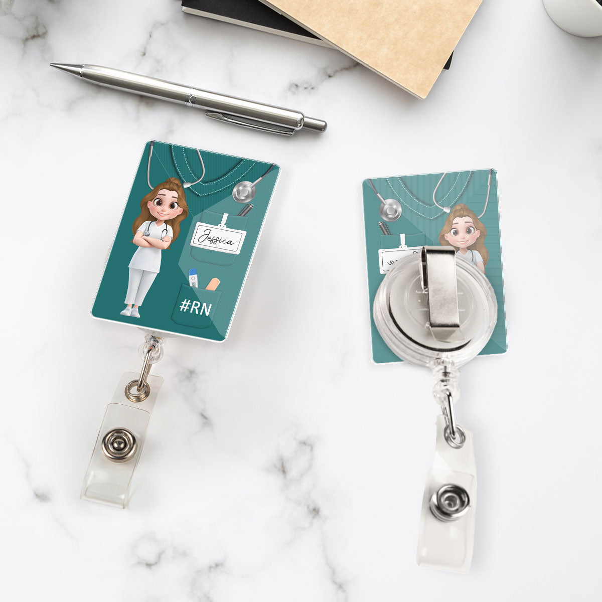 Custom Nurse ID Holder, Christmas Birthday Gifts for Healthcare Workers • Nurse Life - Personalized Acrylic Badge Reel