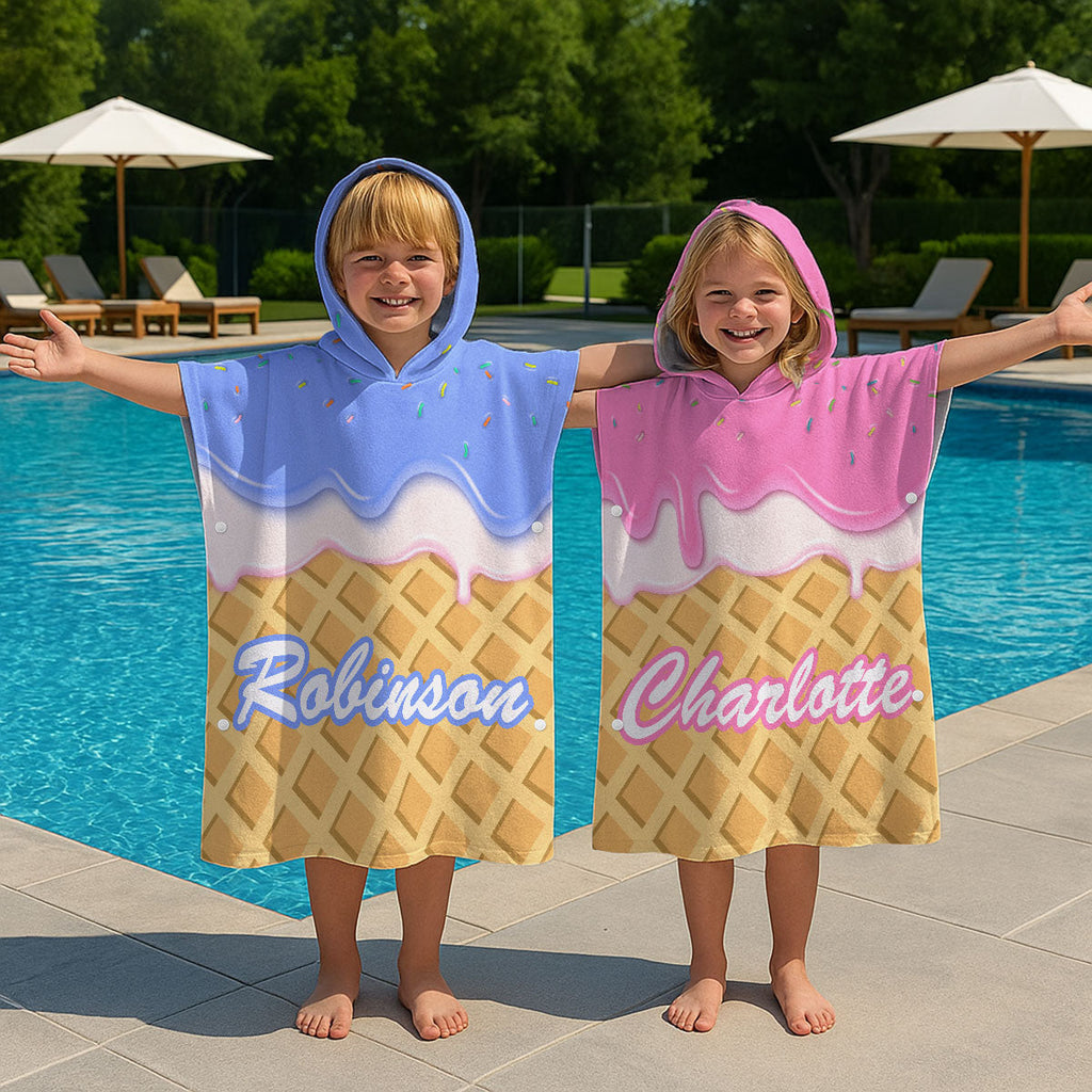 Ice Cream - Personalized Hooded Beach Towel