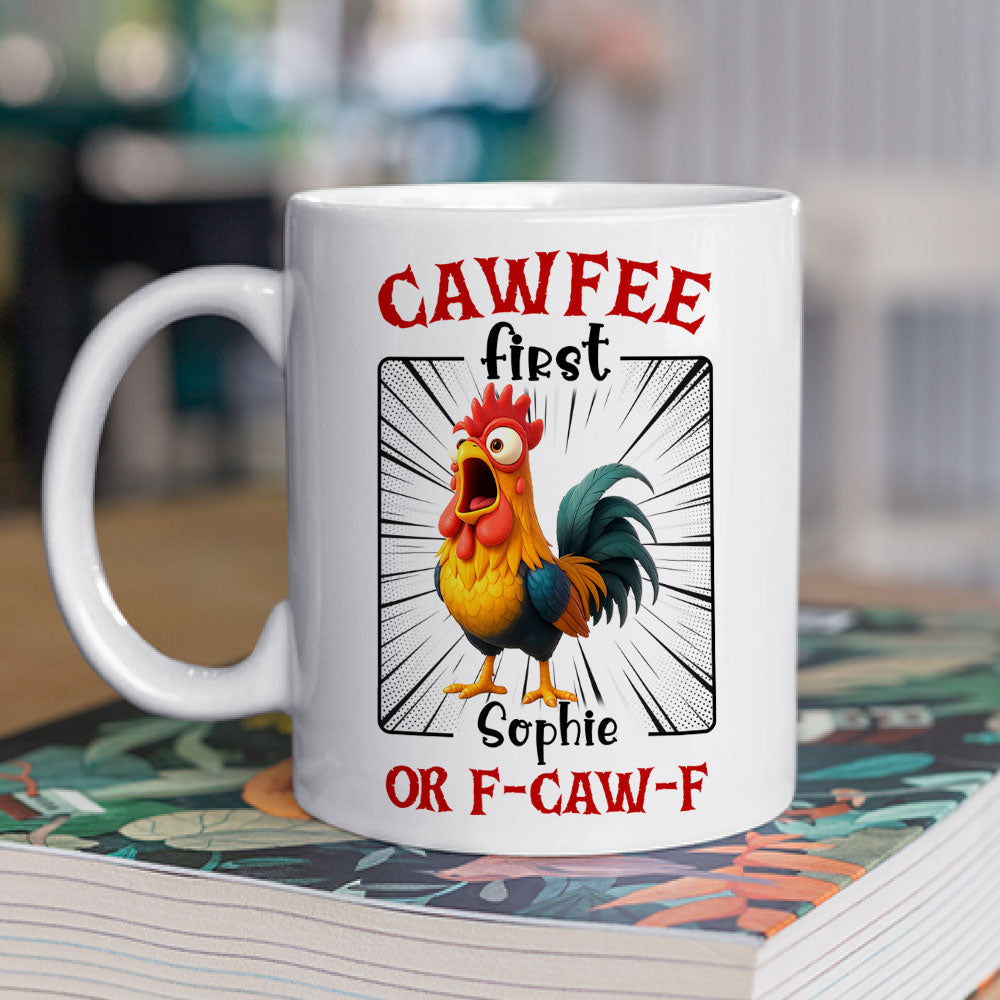 Custom Coworker, Christmas & Birthday Team Appreciation Gift • No Talkie Before Cawfee - Personalized Coffee Mug