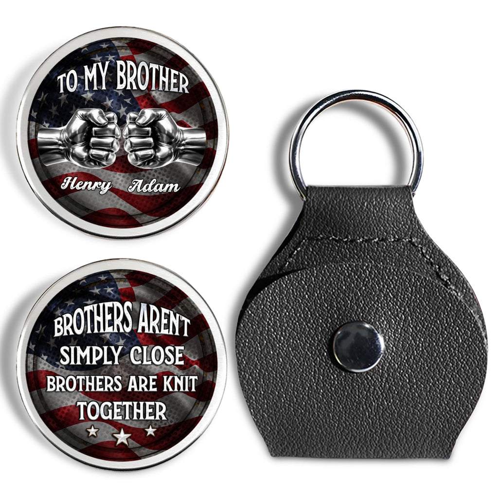 Custom Brother Coin Keychain, Birthday Gift for Family Members • Brothers For Life - Personalized Pocket Hug