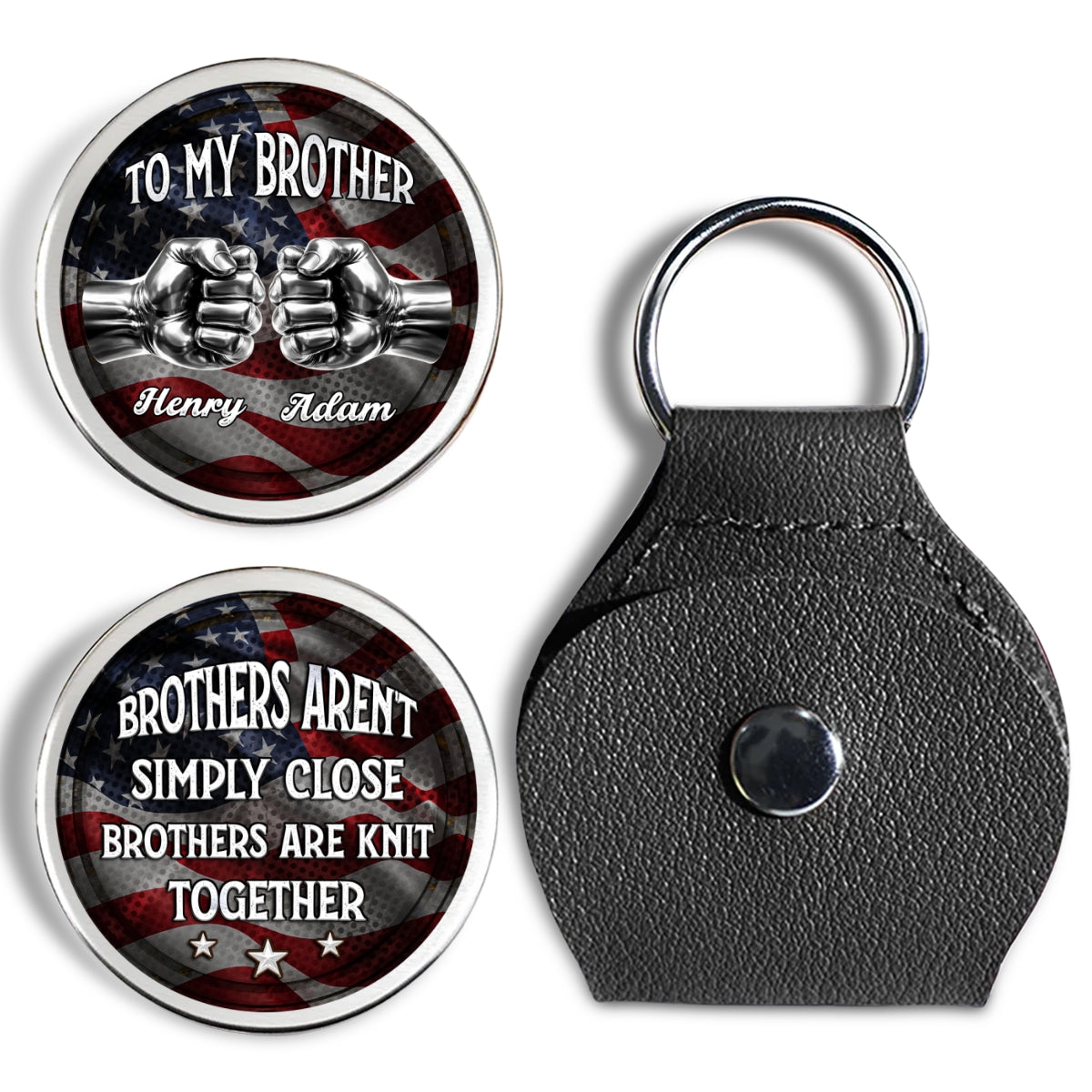 Custom Brother Coin Keychain, Birthday Gift for Family Members • Brothers For Life - Personalized Pocket Hug
