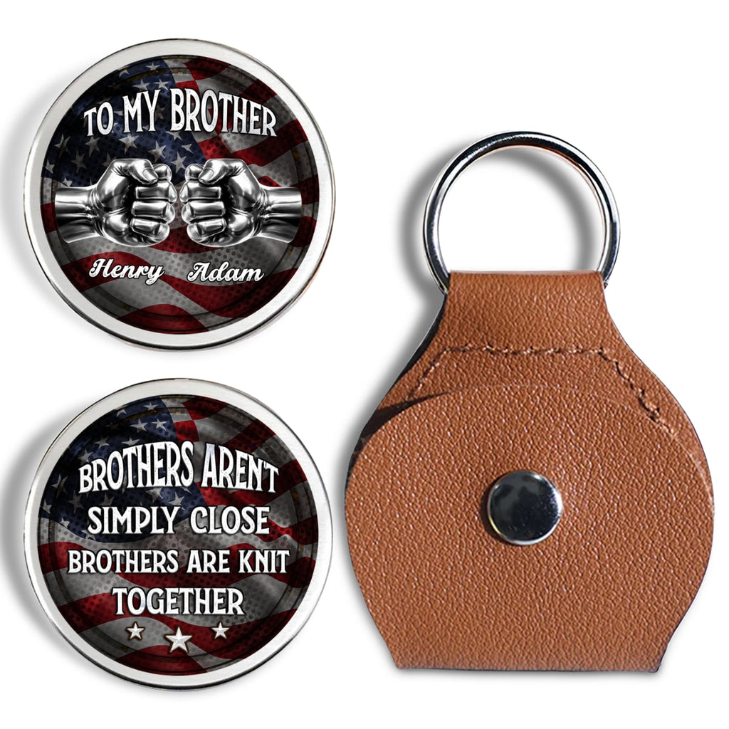 Custom Brother Coin Keychain, Birthday Gift for Family Members • Brothers For Life - Personalized Pocket Hug