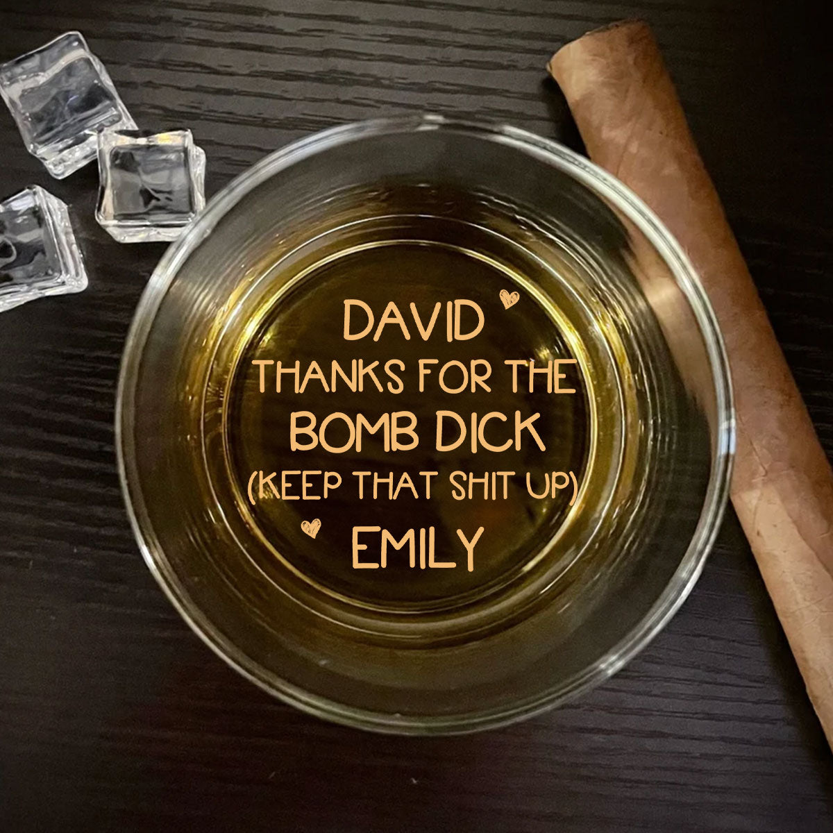 Custom Christmas Anniversary Birthday Drinkware Gifts for Couple • Thanks A Lot For That - Personalized Engraved Whiskey Glass