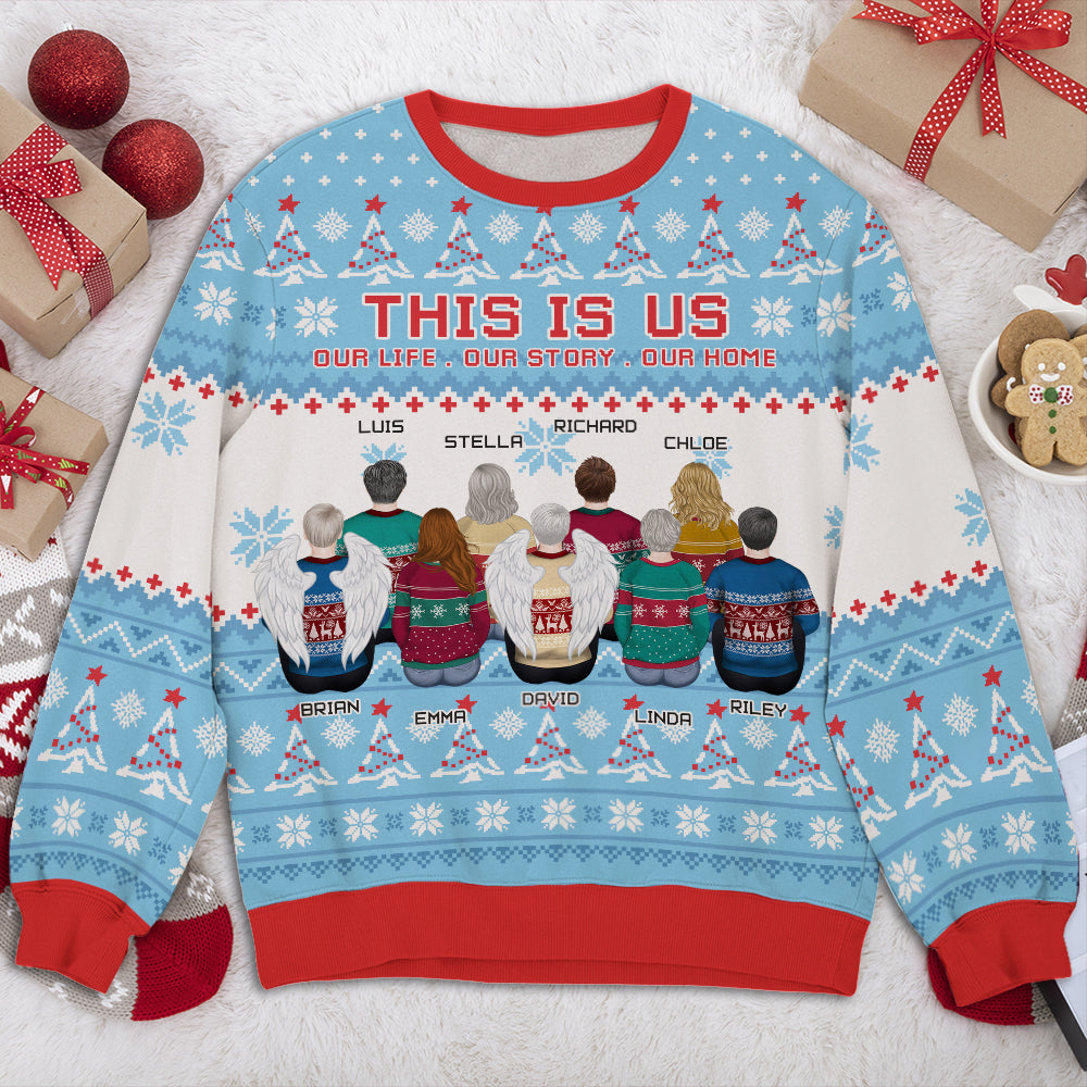 Custom Family Christmas Sweatshirt, Gift for Family Members • Family In Snow - Personalized All-Over-Print Sweatshirt