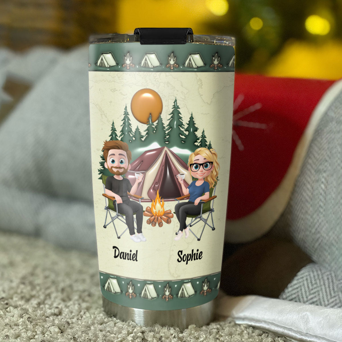 Custom Christmas Anniversary Gifts For Husband • Love You Keeping You - Personalized 3D Inflated Effect Tumbler
