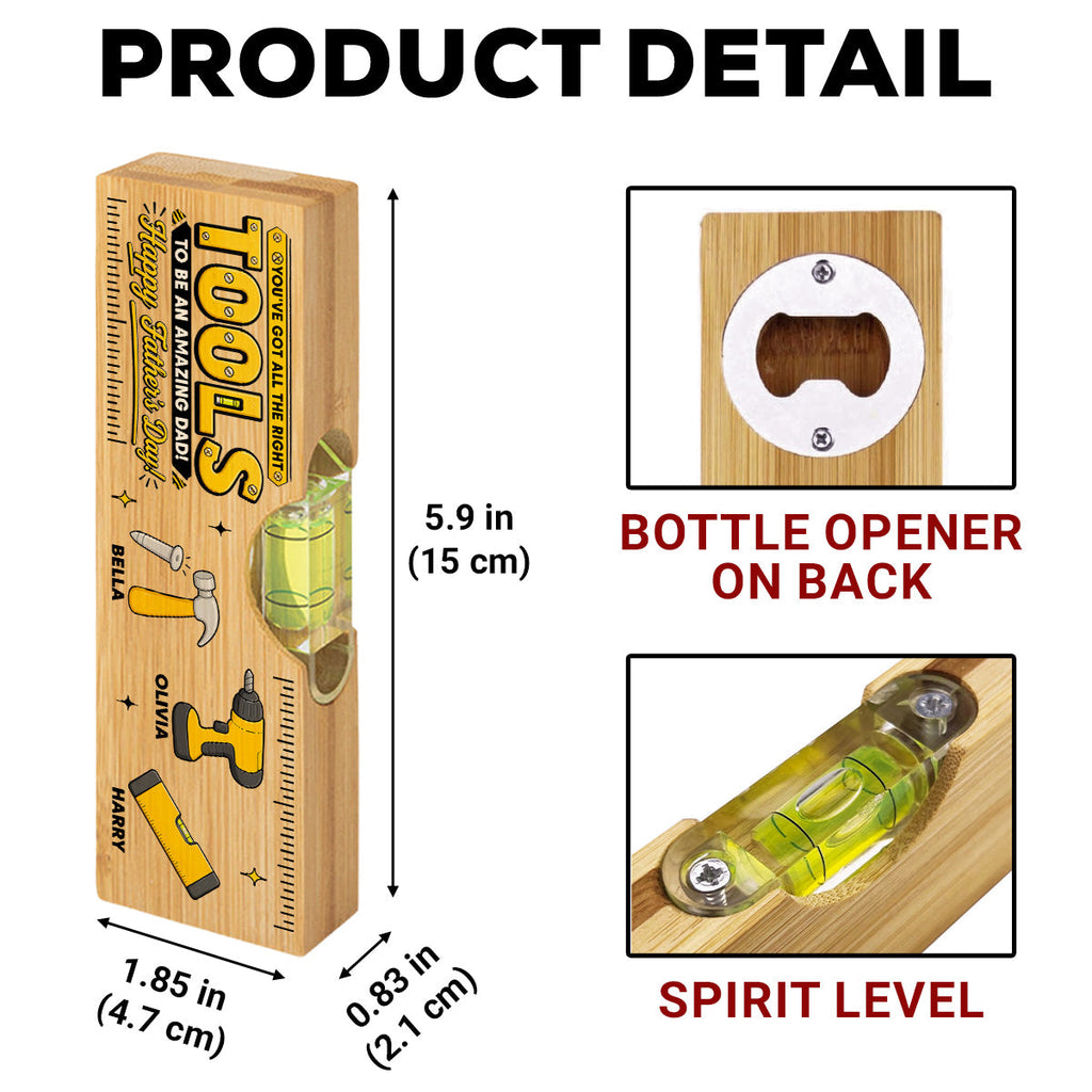 All The Right Tools - Personalized Wooden Spirit Level Bottle Opener