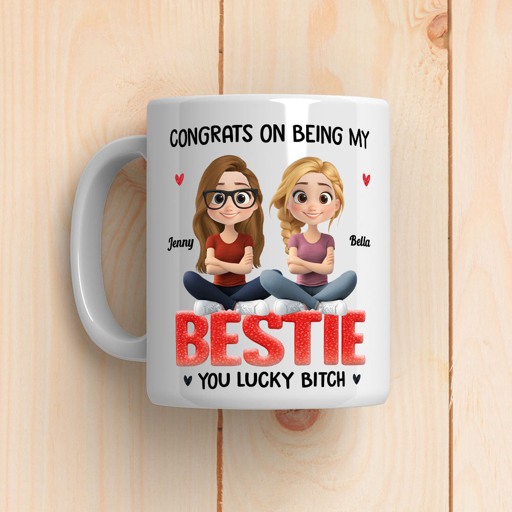 Custom Best Friend, Christmas & Birthday Friendship Keepsake Gift • You Are So Lucky - Personalized Coffee Mug