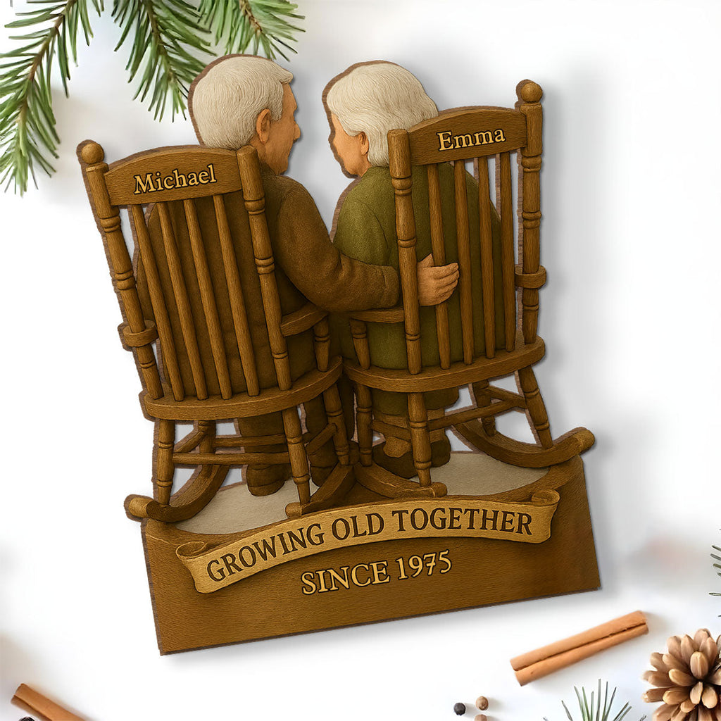 Custom Decor for Wife, Gift for Her • Love That Grows With Time - Personalized 2-Layer Wood Plaque With Flat Base