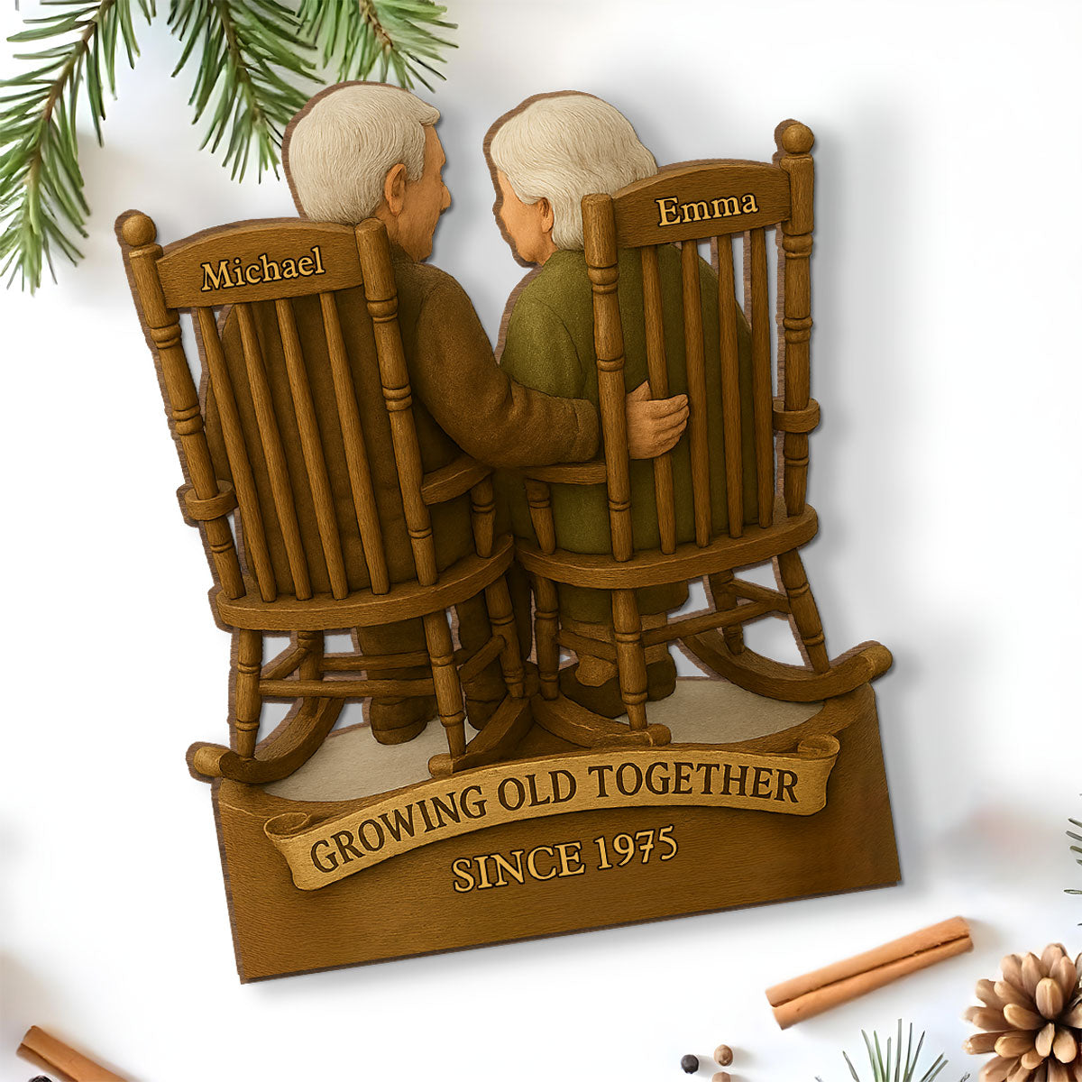 Custom Decor for Wife, Gift for Her • Love That Grows With Time - Personalized 2-Layer Wood Plaque With Flat Base