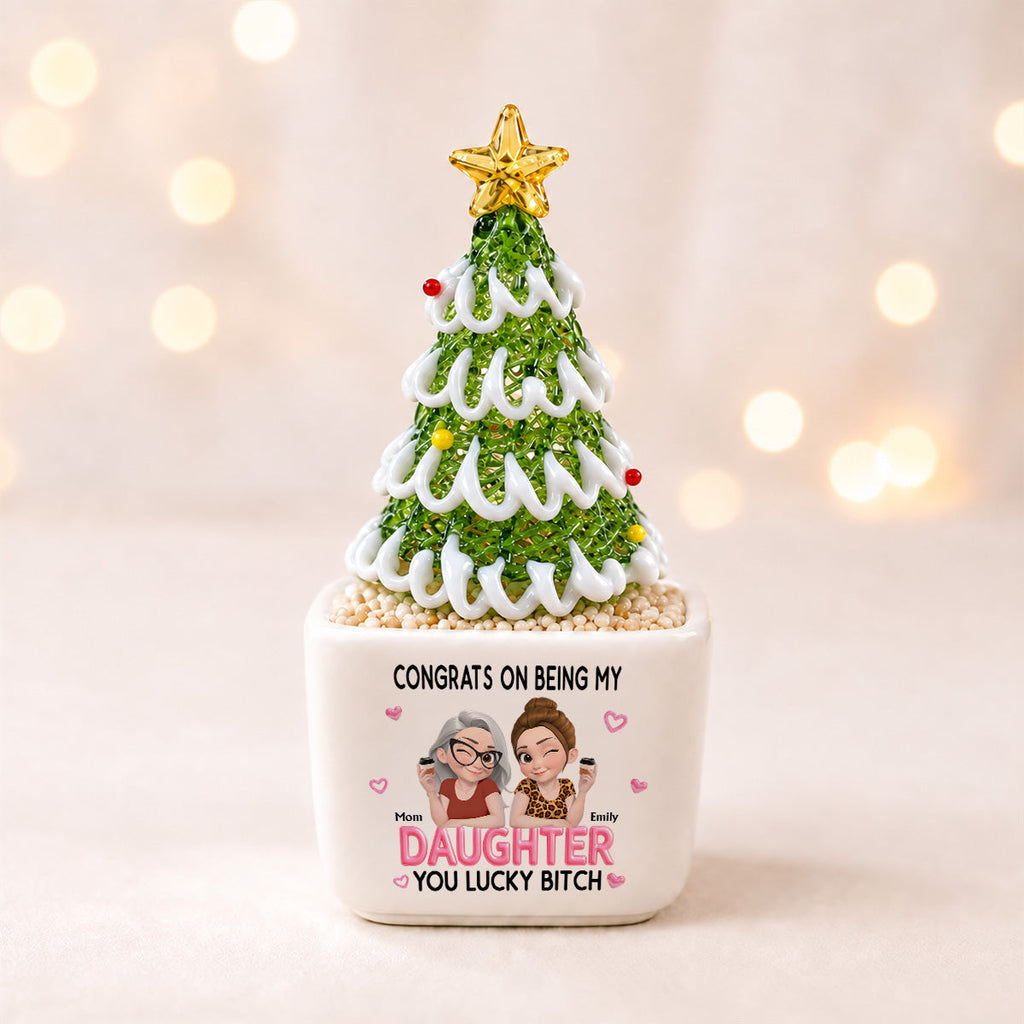 Congrats My Daughter - Personalized Glass Christmas Tree